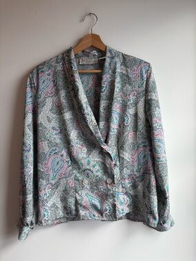Vintage Paisley Shawl Collar Blazer Jacket in Pastels